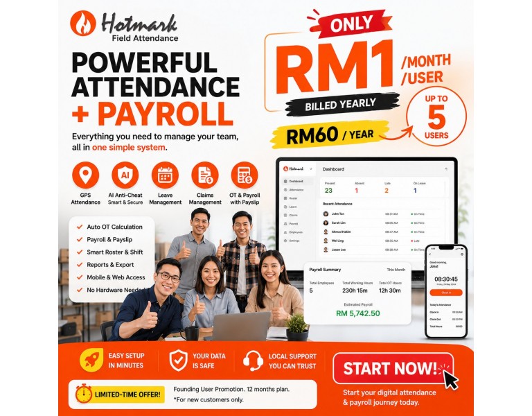 RM1 Attendance System for SMEs | Free for NGO & Education